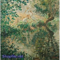 TSD3668 - Tranh sơn dầu khu rừng ngập tràn hoa